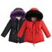 Esaierr Kids Toddler Girls Winter Coats Teen Mid-Length Outerwear Baby Hooded Parka Fleece Snow Outwear long Drawstring waistband Warm Zipper Hooded Parka Kid Fleece Snowsuit Jacket Coat for 3-14T