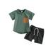 AMILIEe Toddler Boys Shorts Set Short Sleeve Crew Neck T-shirt with Shorts