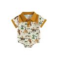 Canis Lapel Bodysuit with Cowboy Print for Western Baby Boys