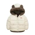 PURJKPU Boys Girls Hooded Down Jacket Winter Warm Fleece Windproof Puffer Coat Outwear With Bear Ear Hoodie White 120