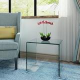 Pouseayar Tempered Glass End Table Transparent Glass Side Table for Living Room Bedroom Office