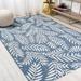 Nevis Palm Frond Navy/Ivory 9 ft. x 12 ft. Indoor/Outdoor Area Rug