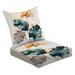 2-Piece Deep Seating Cushion Set Watercolor Tropical Leaves Flowers Variety tropical leaves including Outdoor Chair Solid Rectangle Patio Cushion Set