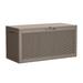 100 Gallon Deck Box Storage Bench Storage Box with Flip up Lid Lockable Storage Container with 2 Side Handles Light Brown