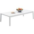 Outdoor Patio Coffee Table All-Weather Aluminum Rectangle Coffee Tables for Garden Backyard Contemporary End Tables White Frame