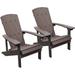 Cozyhom Plastic Adirondack Chairs Set of 2 All Weather Resistant Poly Lumber Fire Pit Chairs Composite Adirondack Chairs with Wood Grain for Outdoor Patio Deck