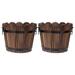 2Pcs Small Planter Pot Barrel Planter Garden Tree Planter Small Wood Planter Garden Flower Pot for Patio