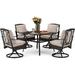 & William 8 Piece Patio Table and Chairs with 13ft Double-Sided Umbrella Outdoor Dining Furniture Set with 6 Padded Swivel Rocker Dining Chairs 1 Rectangular Metal Patio Table and 1