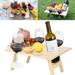 Outdoor Wine Picnic Table Folding Portable Picnic Table and Cheese Tray with Stable Food Arrangement Soild Wood Wine Glass Table for Concerts at Park