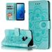 Premium Leather Flip Wallet Card Slots Magnetic Stand Protective Cover Ultra Slim Case with Lanyard Embossed Flip Case for iphone14plus Green