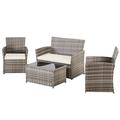 4 Piece Patio Set Chairs Bistro Set Rattan Conversation Set