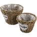2pcs Hand Woven Flower Basket with Liner Woven Farmhouse Storage Bin Rustic Flower Planter pot