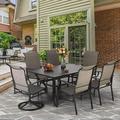 durable & William Patio Dining Set 9 Pieces Patio Furniture Set 8 x Patio Dining Chairs Quick Dry Textilene High Back Support 350lbs and Expandable 6-8 Person Dining Table Patio Set f