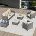 Vcatnet 6 Pieces Outdoor Patio Furniture Sectional Sofa All-weather Conversation Set with Coffee Table for Garden Poolside Beige