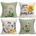 YCHII Flower Pillow Covers 18x18 Inch Summer Daisy Sunflower Floral Farmhouse Decorative Throw Pillow Cases Green Yellow White Flowers Set of 4 Pillows Case for Sofa Couch Bed