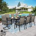 durable & William Patio Dining Set 9 Pieces Patio Furniture Set 8 x Patio Dining Chairs Quick Dry Textilene High Back Support 350lbs and Expandable 6-8 Person Dining Table Patio Set f