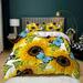 Sunshine Sunflower Duvet Cover 3pcs Soft Comforter Cover for Women Girls Morden Black Floral Bedding Set 1 Duvet Cover+2 Pillow Shams Queen Size