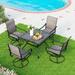 5 Pieces Patio Dining Set Square Black Metal Mesh Table with 4 Padded Textilene High Back Swivel Chairs Outdoor Furniture Set with Umbrella Hole for Garden Poolside Backyard Porch