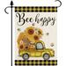 Bee Happy Garden Flag Vertical Double Sided Blooming Flowers Three HGUANs Garden flag Spring Summer Rustic Farmhouse Yard Outdoor Decoration