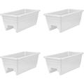 24 inches Deck Rail Box Planter with Easy Drainage Holes Mounted Garden Flower Planter Boxes White Plastic 4 Pack