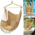 Mother s Day Sales - Hammock Chair Swing 2 Pillows Tassel Hanging Rope Net Porch Patio Cushions