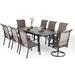 VILLA Outdoor Dining Set for 8 Patio Table and Chairs Set with 8 Padded Deep Seating Swivel Dining Chairs & Full Metal Extendable Table Outside Furniture Dining Set for Poolside La