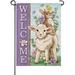 YCHII Welcome Easter Lamb Bunny Chick Small Decorative Garden Flag Rabbit Lily Flower Eucalyptus Leaves Purple Yard Lawn Outside Decor Farmhouse Burlap Outdoor Home Decoration Double Sided