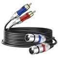 GearIT Dual 2 XLR Female to Dual 2 RCA Male Cable (10ft) 2-XLR to 2-RCA Female to Male Plug for Home Theater Mixers Amplifiers Hi-Fi Systems Microphone 10 Feet