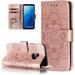 Premium Leather Flip Wallet Card Slots Magnetic Stand Protective Cover Ultra Slim Case with Lanyard Embossed Flip Case for iphone14pro Rose gold