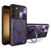Kebiory Stand Case fit for Samsung Galaxy S24 with Rotatable Ring Holder | Shockproof Protective Case with Slide Cover Kickstand Cover | Magnetic Case for Car Mount (Purple)