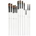 12Pcs Nylon Hair Paint Brushes Set Wood Handle Pearl White Variety Style Oil Acrylic Drawing SuppliesC Oblique Head