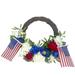 18-inch Rustic Red White And Blue Patriotic Fabric Front Door Wreath With Wooden Star Bow - American Style Decoration - Indoor And Outdoor Home Decoration