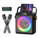 JAUYXIAN Karaoke Machine Singing Machine Home Karaoke System with 2 Microphones Singing Karaoke Speaker with RGB Light & Live Streaming Function Portable Bluetooth with Handle and Strap (T19-T)