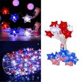 Piaybook 4th of July Independence Day Light String Decoration American Flag Copper Wire Lamp Fourth Of July Flag LED String Five Pointed Star String Lights Fourth Of July Decorative Lights String