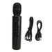 Wireless Capacitor Microphone Dual Speaker Karaoke Portable Microphone Home Bluetooth Singing Microphone Black