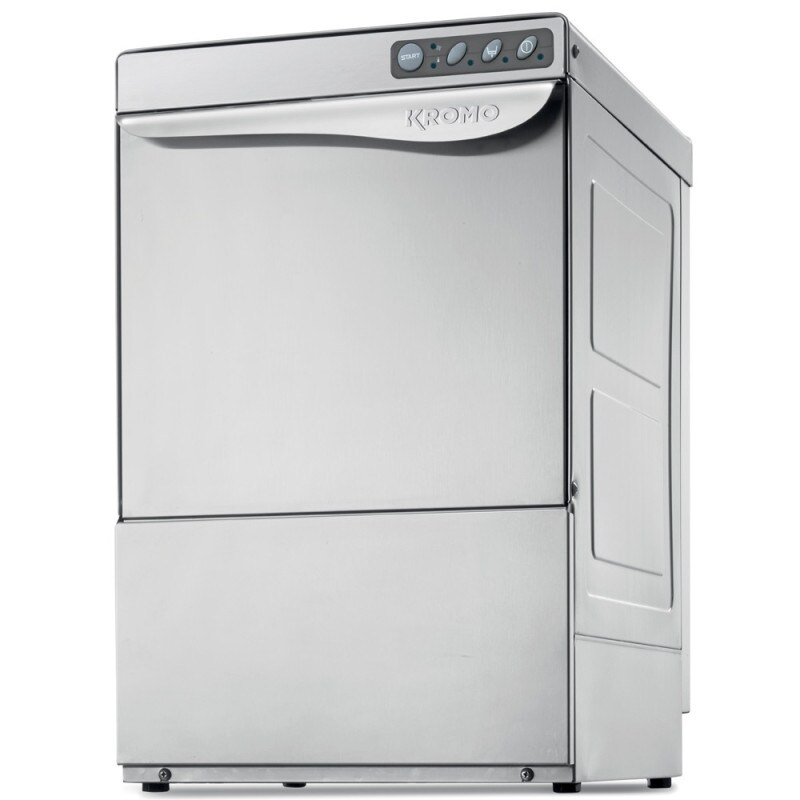 Professionelle Gläserspülmaschine KROMO AQUA 40 aus Edelstahl OHNE Ablaufpumpe. Geschirrspüler für Bar-, Restaurant- und Großküchen. Image
