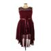 Cocktail Dress - A-Line Scoop Neck Sleeveless: Burgundy Print Dresses - Women's Size 3X