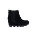 Sorel Ankle Boots: Black Print Shoes - Women's Size 6 1/2 - Round Toe