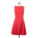 Banana Republic Factory Store Casual Dress - A-Line Crew Neck Sleeveless: Red Print Dresses - Women's Size 8 Petite