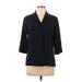 Ann Taylor LOFT 3/4 Sleeve Blouse: Black Tops - Women's Size 10 Petite