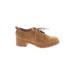 Cole Haan Flats: Oxfords Chunky Heel Casual Tan Solid Shoes - Women's Size 9 - Round Toe