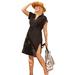 Plus Size Women's Sun Breeze Gauze Dress Cover Up by Swimsuits For All in Black (Size 10/12)
