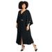 Plus Size Women's V-Neck Twist Maxi Dress by Catherines in Black (Size 3X)