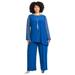 Plus Size Women's 2-Piece Beaded Mesh Sleeve Pant Set by Catherines in Cobalt Blue (Size 0X)