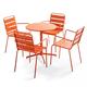 Oviala Business Set aus Gartentisch und 4 Sesseln aus orangefarbenem Metall - Oviala