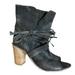 Free People Shoes | Free People Graphite Gray Peep Toe Strappy Ankle Boot Booties Sz 8 8.5 | Color: Gray | Size: 8