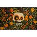 Flower Boo Skull Multi Kitchen Rug by West Of The Wind in Multi (Size 30 X 50)