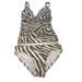 Michael Kors Swim | Michael Kors Tan/White Print Tankini Gold Ring 2 Piece Swimsuit Size M | Nwt | Color: Tan/White | Size: M