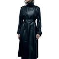Zara Jackets & Coats | New Zara Faux Leather Double Breasted Oversized Belted Trench Coat Sz Xs | Color: Black | Size: Xs