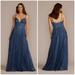 Anthropologie Dresses | Db Studio Floor Length V Neck Allover Lace Gown Size 2 | Color: Blue | Size: 2